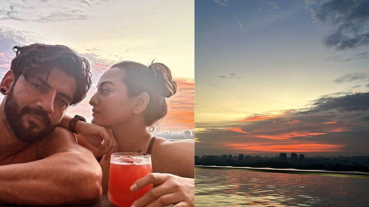 Watch as Sonakshi Sinha and Zaheer Iqbal, newlyweds, take selfies and enjoy beautiful sunsets while spending time by the pool.